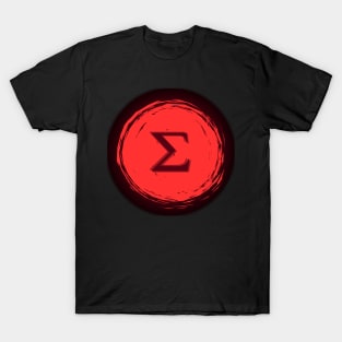 Sigma "Σ" Letter From Greek Alphabet on Red Circle T-Shirt